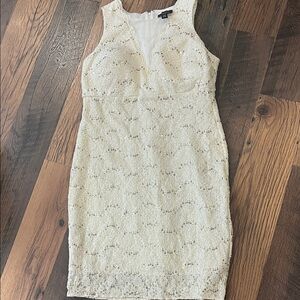R&M Richards  Cream Sequin Mini Sheath Dress